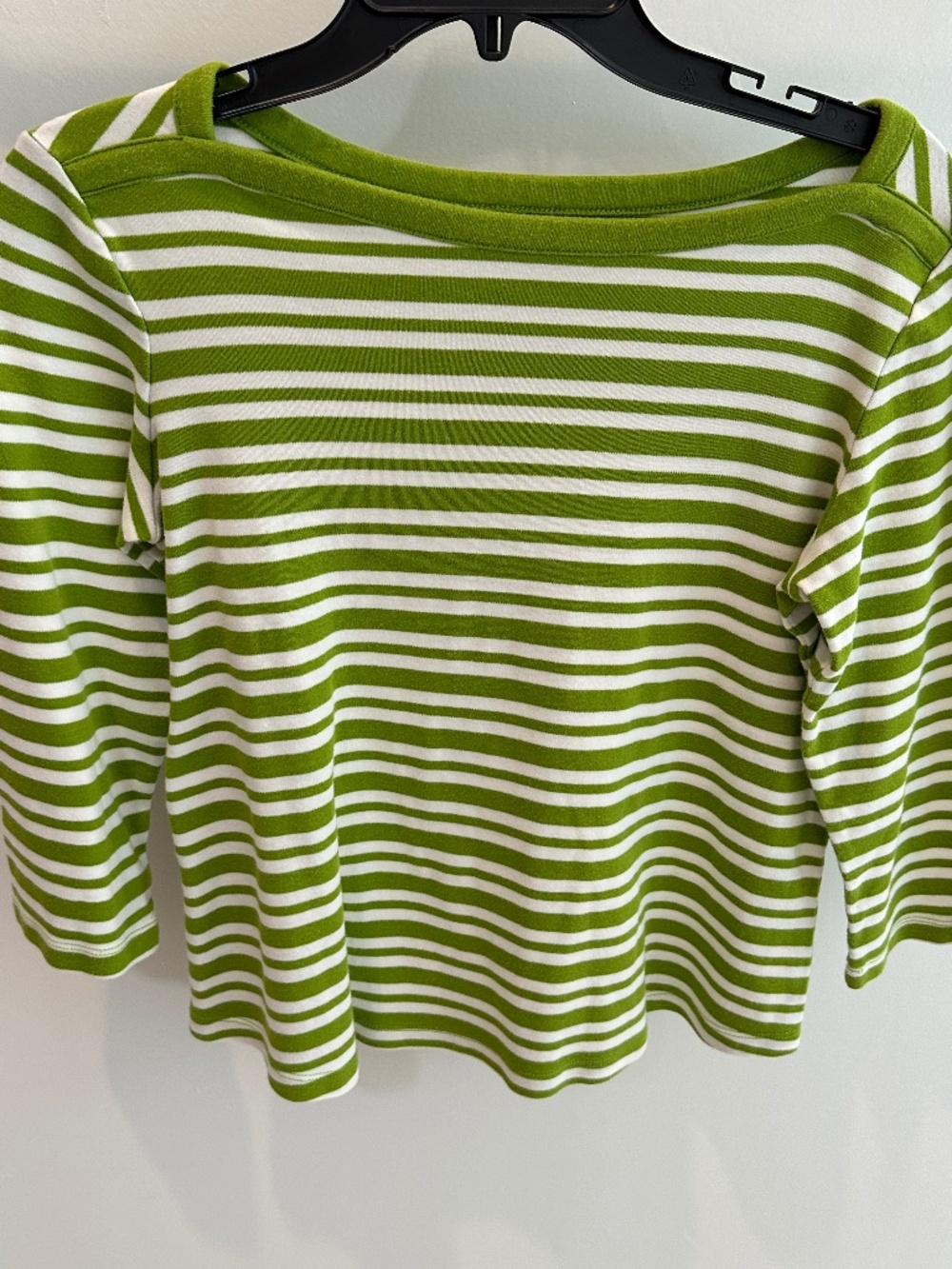 Westbound Striped Women Blouse /Top 3/4 Sleeve Green White Pl